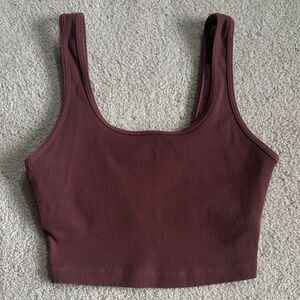 Offline by Aerie Ribbed brown crop tank